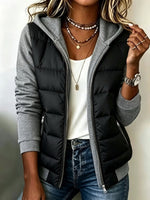 Casual Paneled Hooded Quilted Padded Jacket