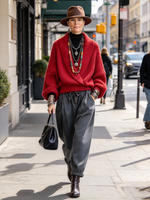Chic Batwing Cozy Red Shawl Collar Dropped Sweater