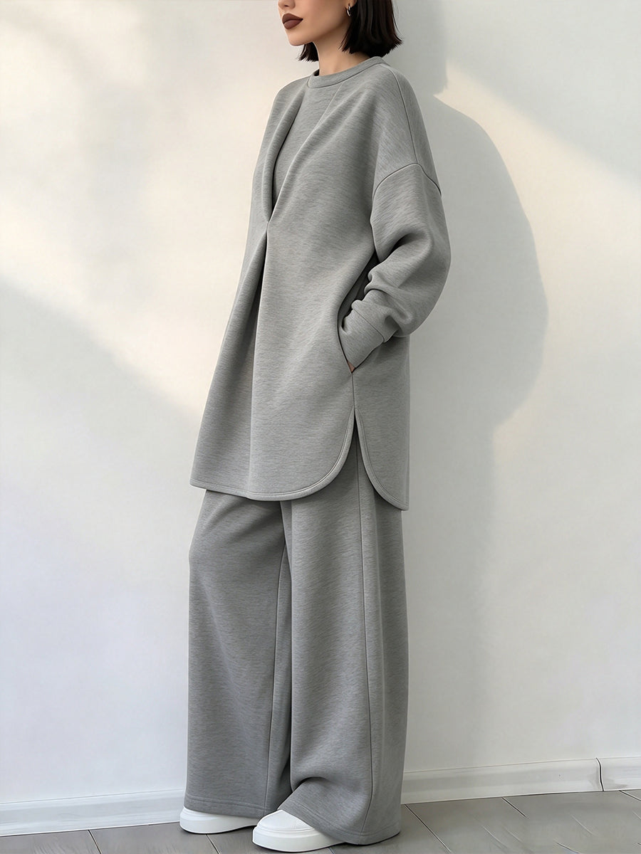 Chic Relaxed Heather Grey Two-Piece Lounge Set