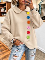 Loose-fit Sweatshirt With A Peter Pan Collar And Colorful Buttons