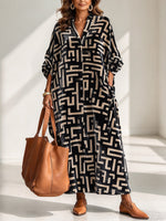 Bohemian Geometric-print Velvet Maxi Skirt