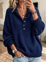 Collared Henley-style Knit Sweater
