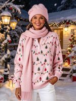 Cozy Pink Christmas Tree Sweater