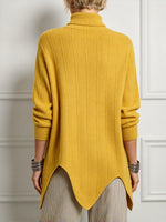 Chic Asymmetric Hem Turtleneck Sweater