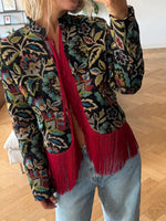 Vintage-style Floral Brocade Jacket With Tassels