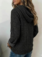 Women's Autumn/Winter 3D Digital Print Faux Knit Color Block Hoodie with Trompe l'œil Zipper