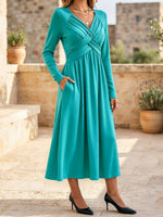Elegant And Cozy Crossover V-neck Knitted Midi Dress