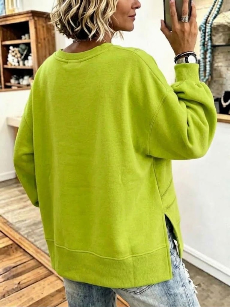 Relaxed-fit V-panel Lantern-sleeve Casual Sweatshirt