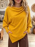 Knit Top With A Cowl Neckline, Asymmetrical Hem, And Dropped Shoulders