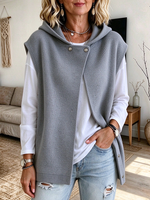 Casual Snap-button Hooded Knitted Sweater Vest