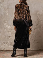 Gradient Leopard Print Velvet Maxi Dress