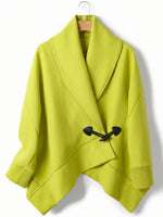 Chic Contrast-Trim Toggle Wrap Jacket