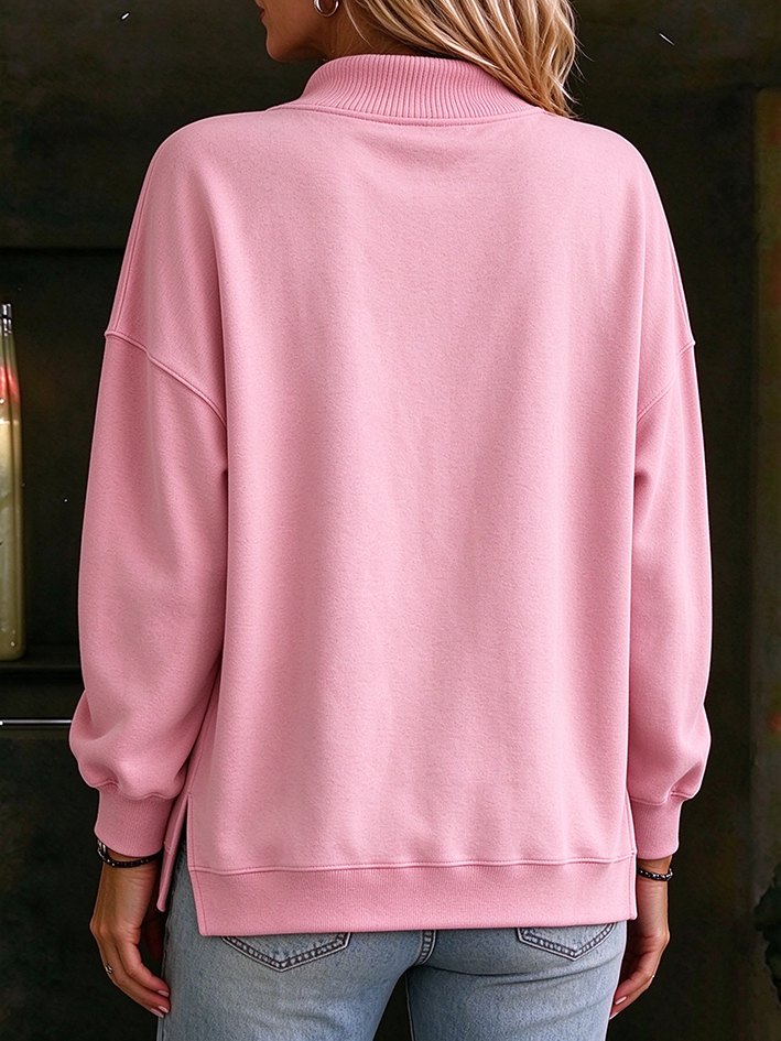 Casual Asymmetric Button Up Sweatshirt