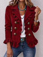 Vintage Ruffle-Trim Corduroy Blazer