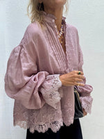 Romantic Lace-Trimmed Ruffle-Collar Blouse
