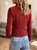 Women's Vintage Faux Suede Asymmetrical Button Military Jacket