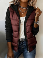 Casual Paneled Hooded Quilted Padded Jacket
