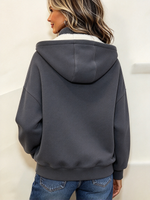 Casual Relaxed Cozy Fleece-lined Dark Gray Hoodie