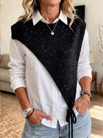 Chic Asymmetric Shimmer Knit Poncho Top