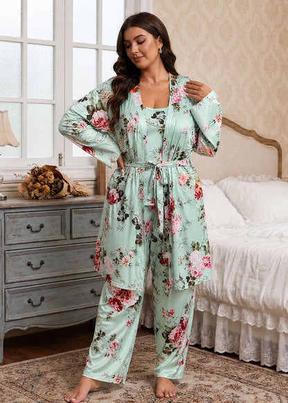 Comfy 3-Piece Pajama Set – Robe, Camisole & Long Pants