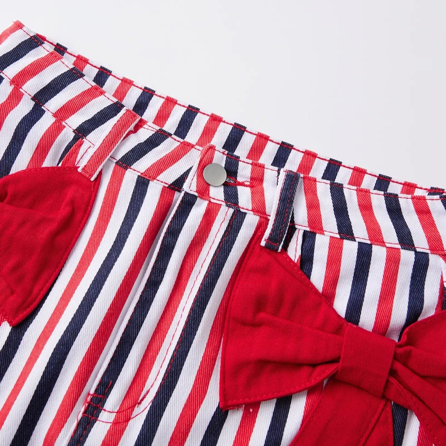 Retro Patriotic Style Women's Red White Blue Striped Mini Skirt