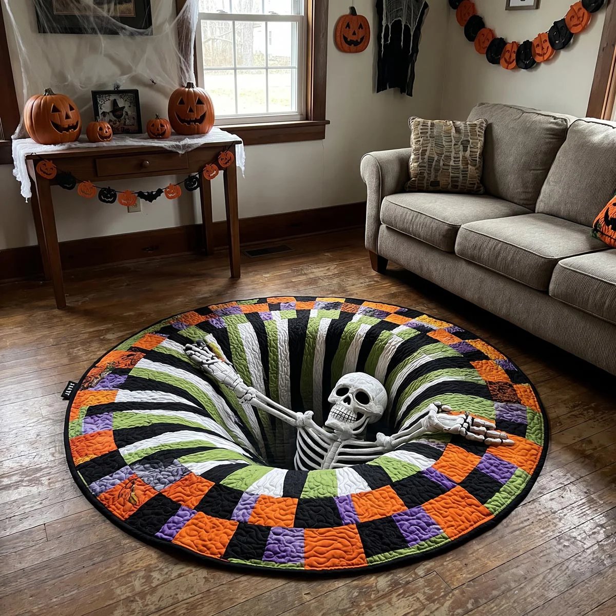 Candy Corn Abyss Quilted Round Mat