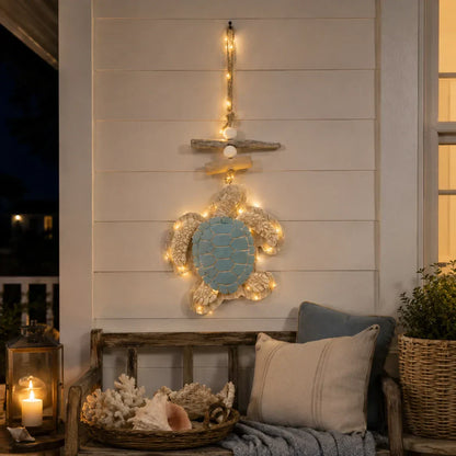Lighted Coastal Sea Turtle Hanging Wall Decor with Remote