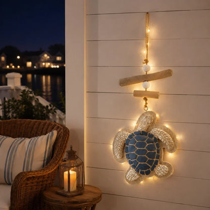 Lighted Coastal Sea Turtle Hanging Wall Decor with Remote