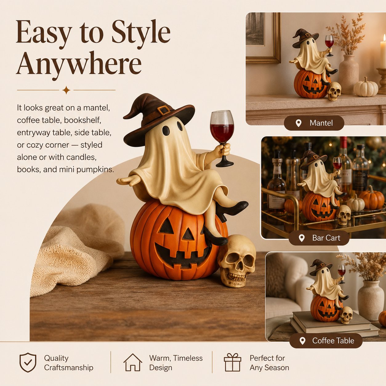 Ghost Wine Night Halloween Decor