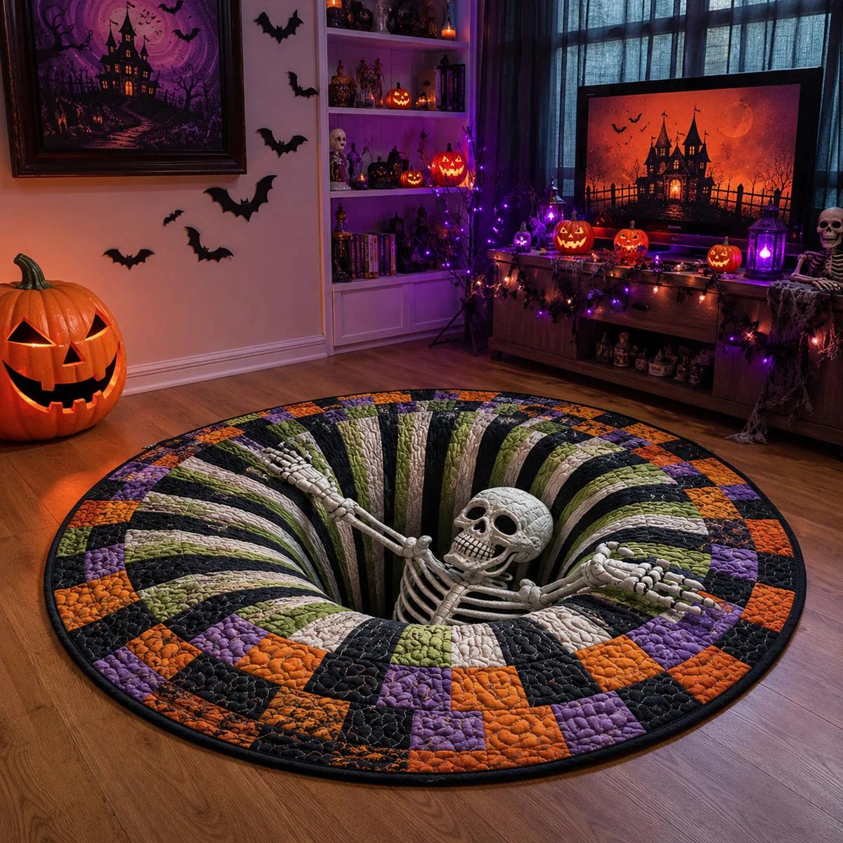 Candy Corn Abyss Quilted Round Mat