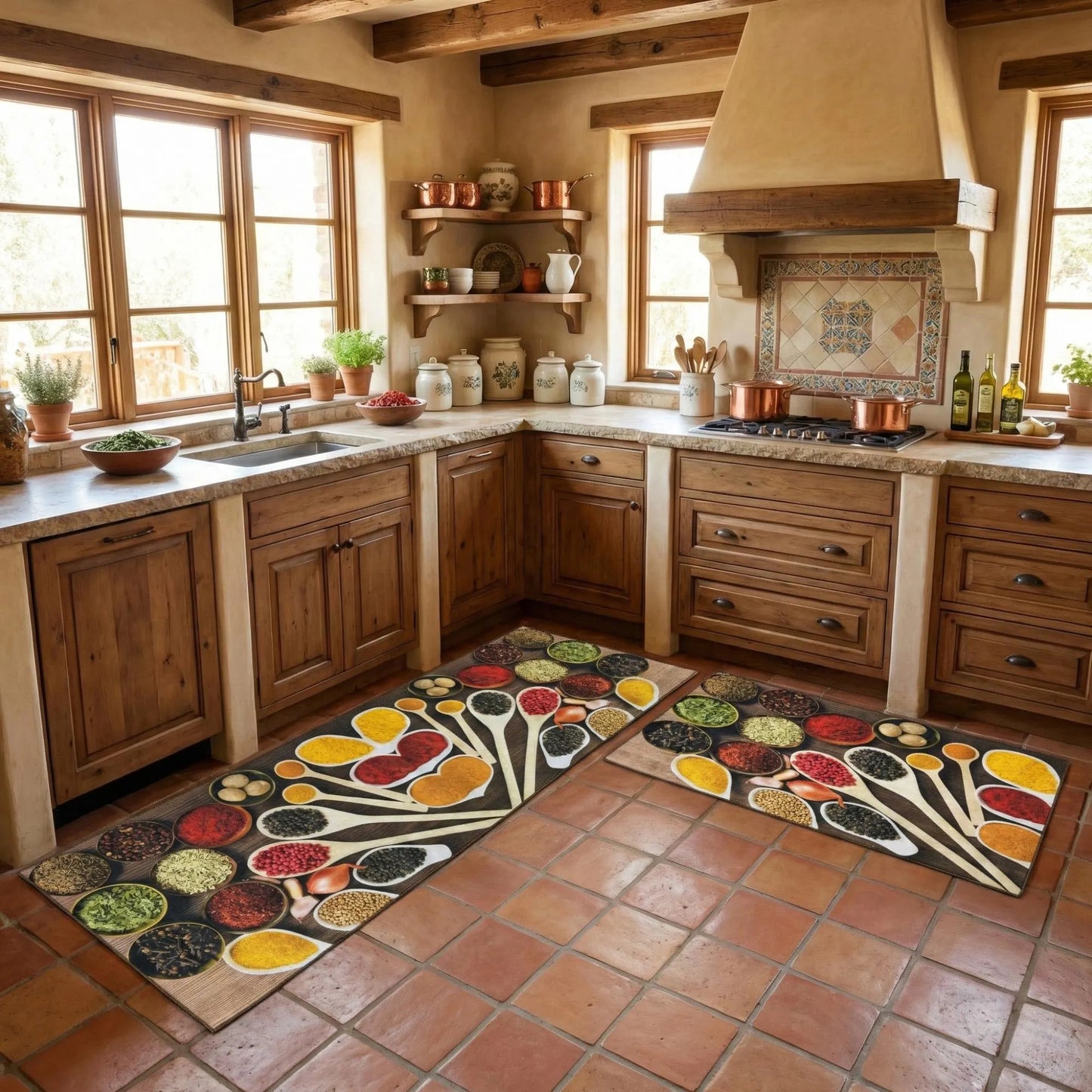 Colorful Spices Kitchen Runner Rug - Non-Slip & Washable