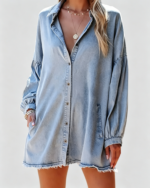 Oversized Distressed Denim Skirt