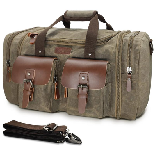 Classic Vintage Travel Duffel – Waterproof Waxed Canvas Carry-On Weekend Bag