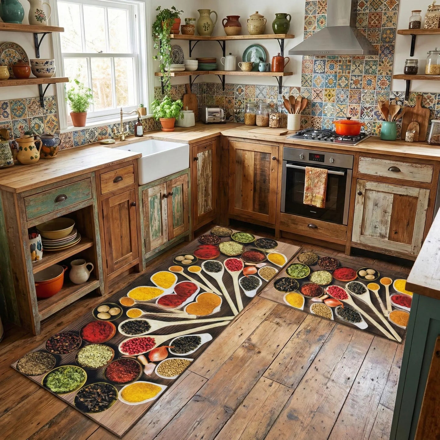 Colorful Spices Kitchen Runner Rug - Non-Slip & Washable