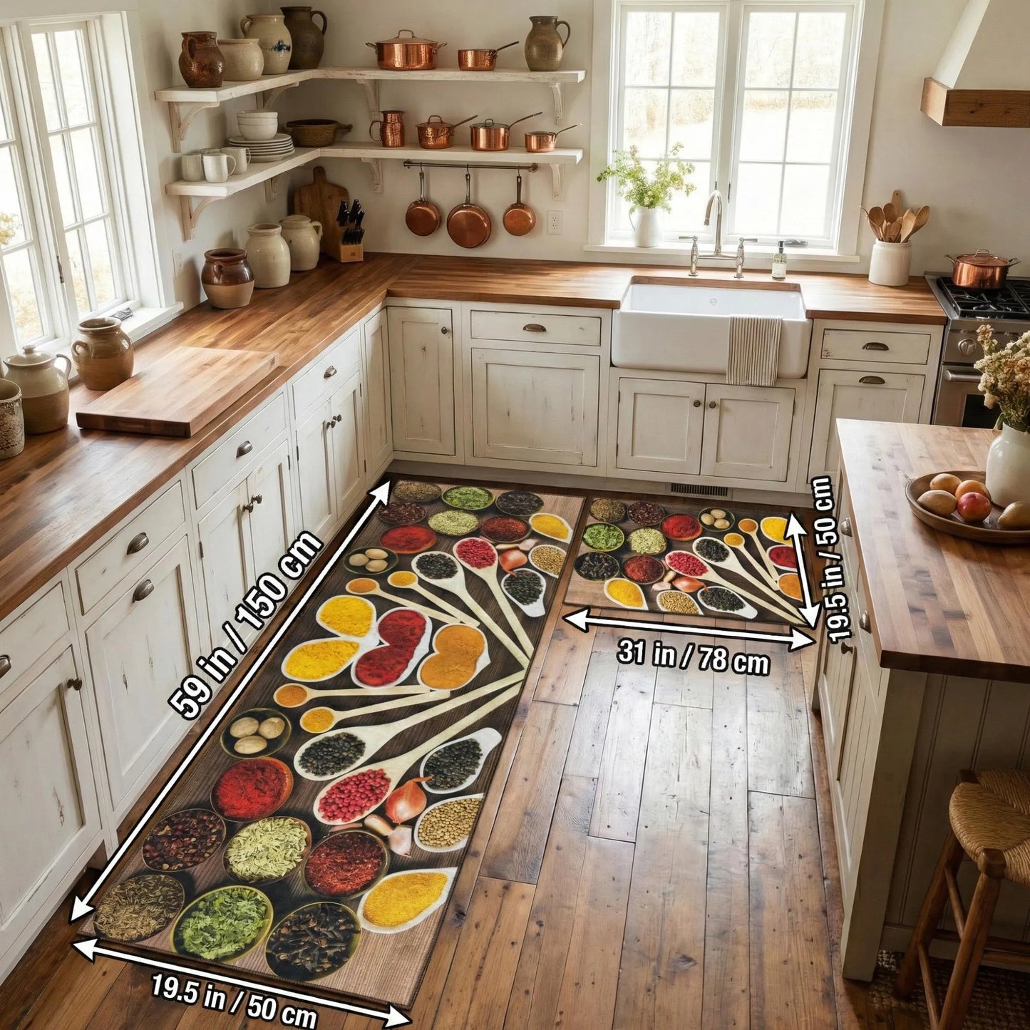 Colorful Spices Kitchen Runner Rug - Non-Slip & Washable