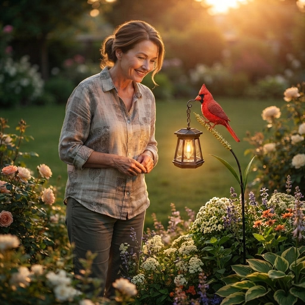 Cardinal Solar Memorial Lantern