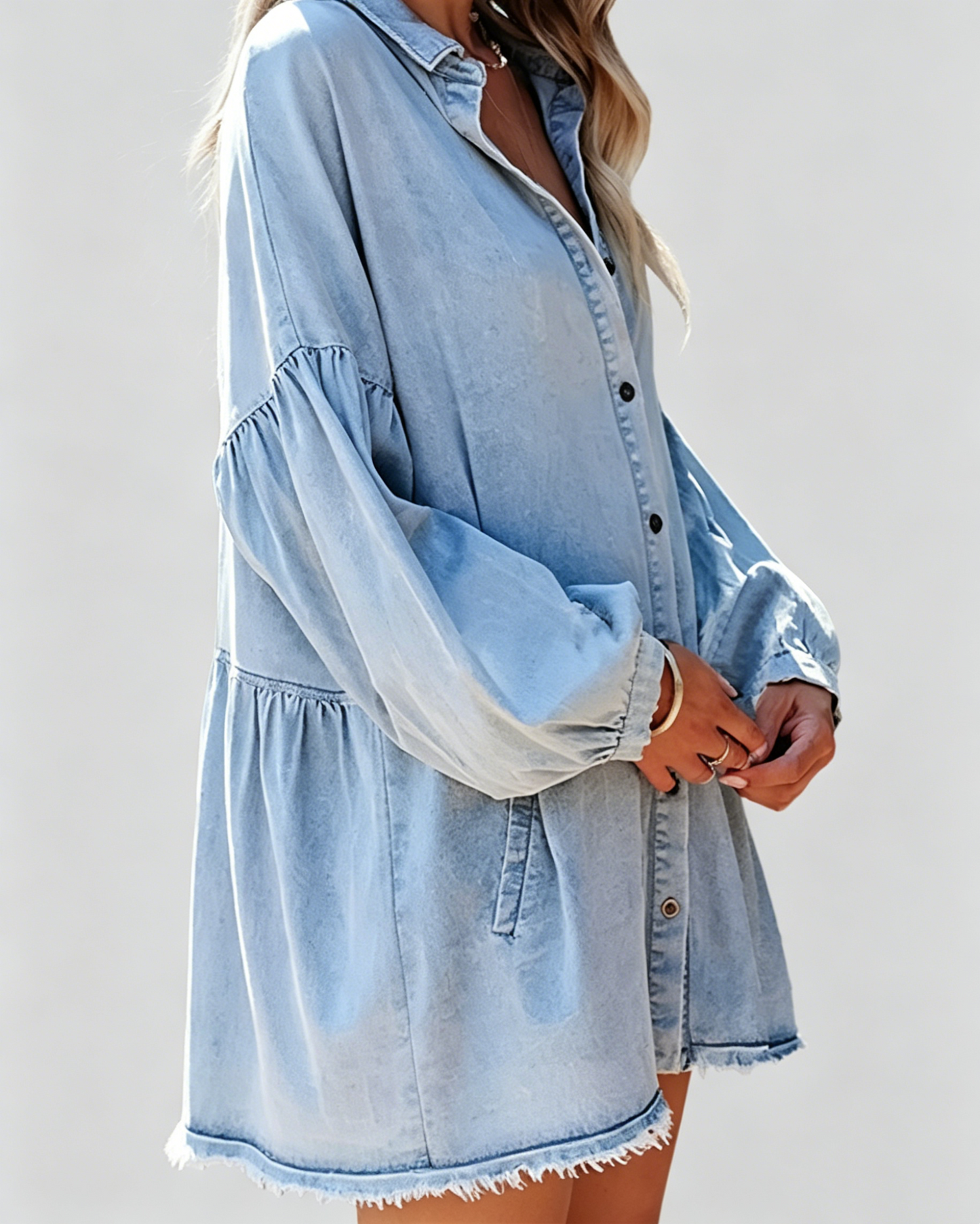 Oversized Distressed Denim Skirt