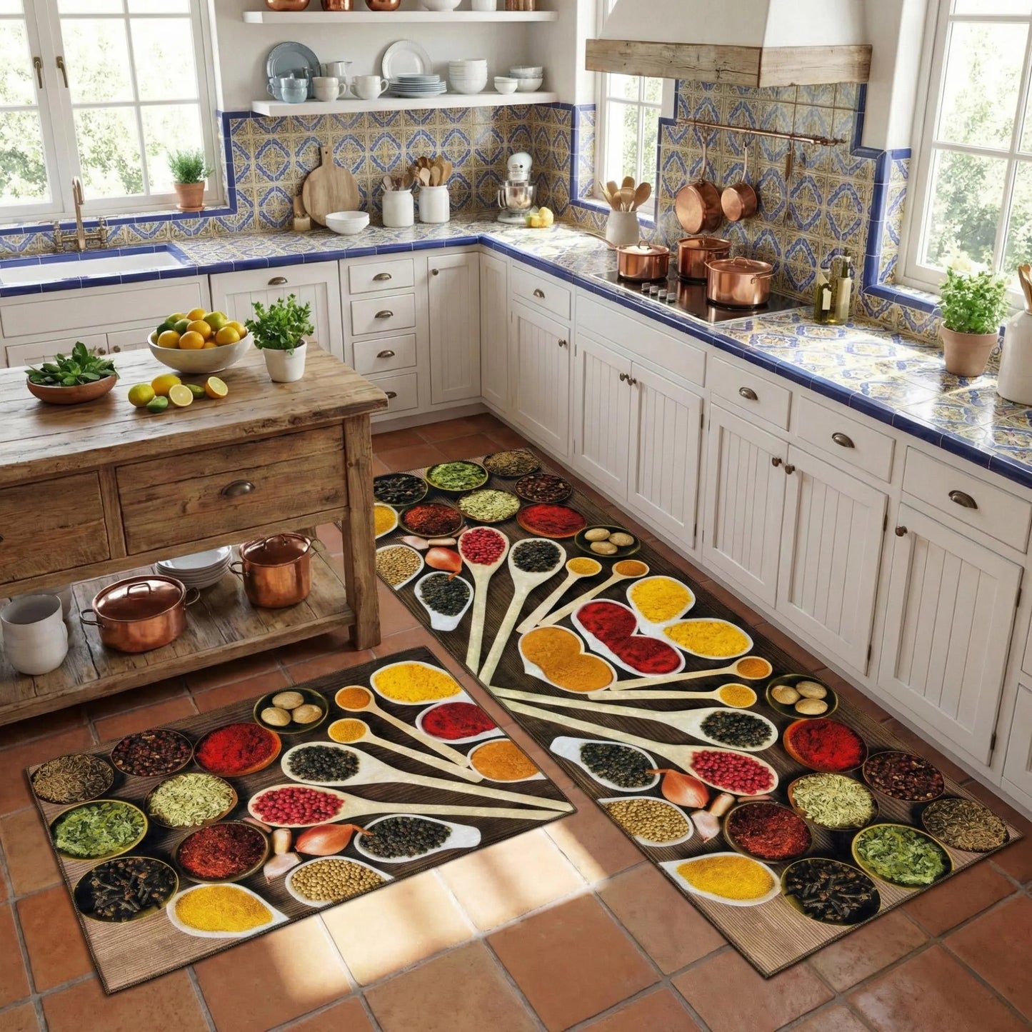 Colorful Spices Kitchen Runner Rug - Non-Slip & Washable