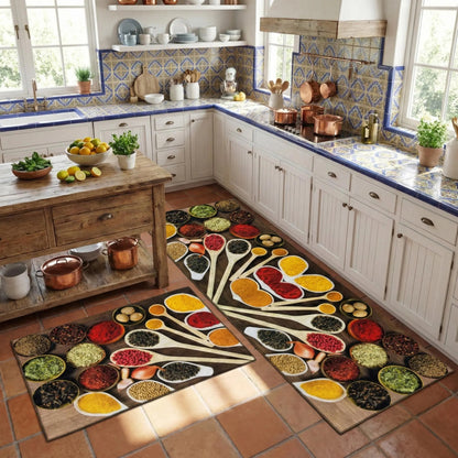 Colorful Spices Kitchen Runner Rug - Non-Slip & Washable