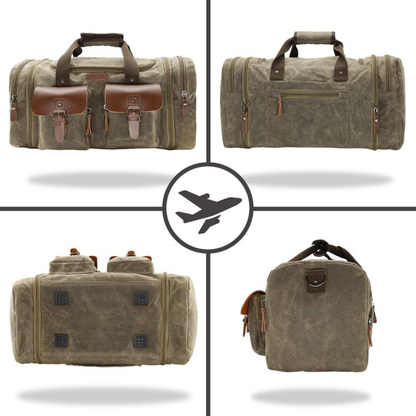 Classic Vintage Travel Duffel – Waterproof Waxed Canvas Carry-On Weekend Bag