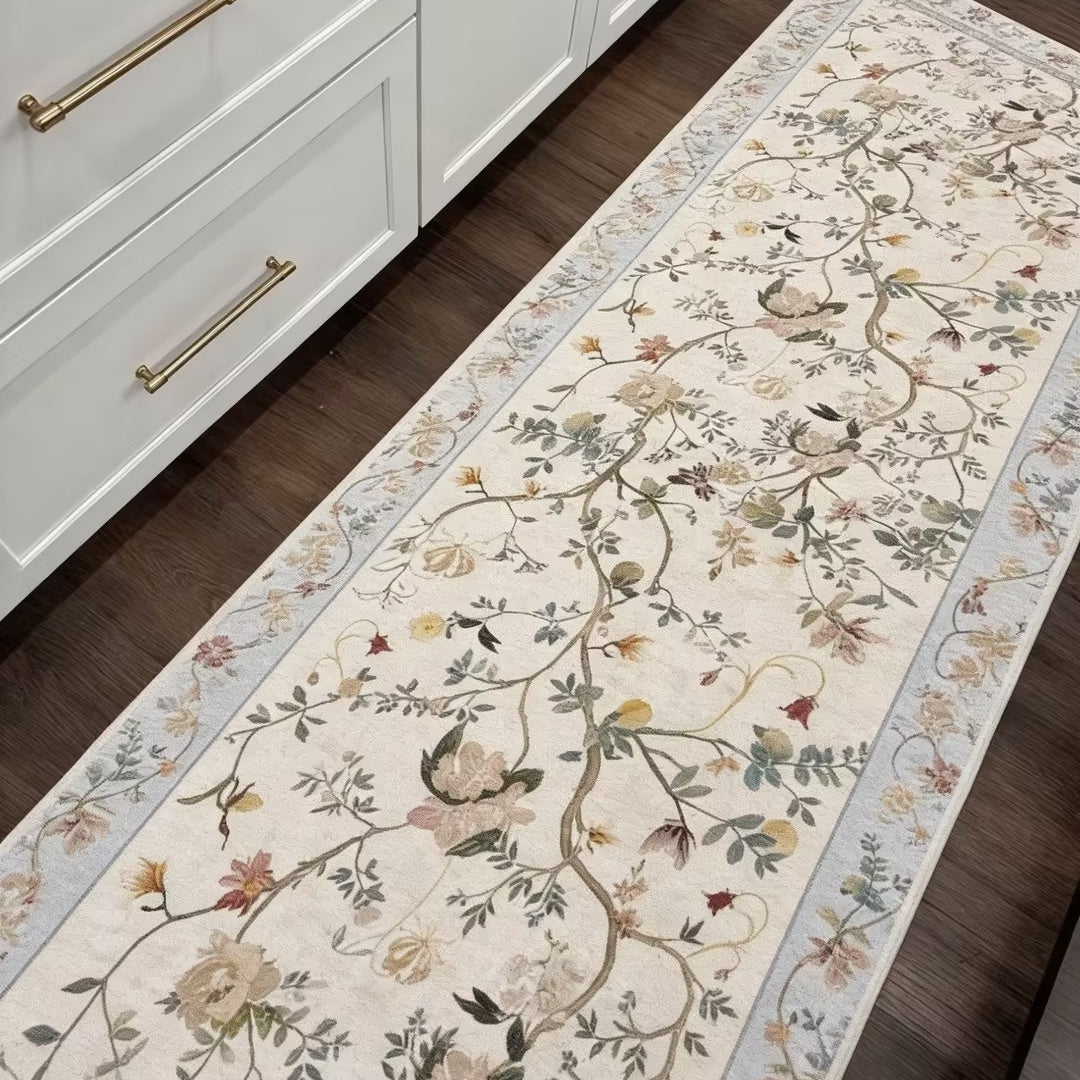 American Country Floral Washable Runner Rug