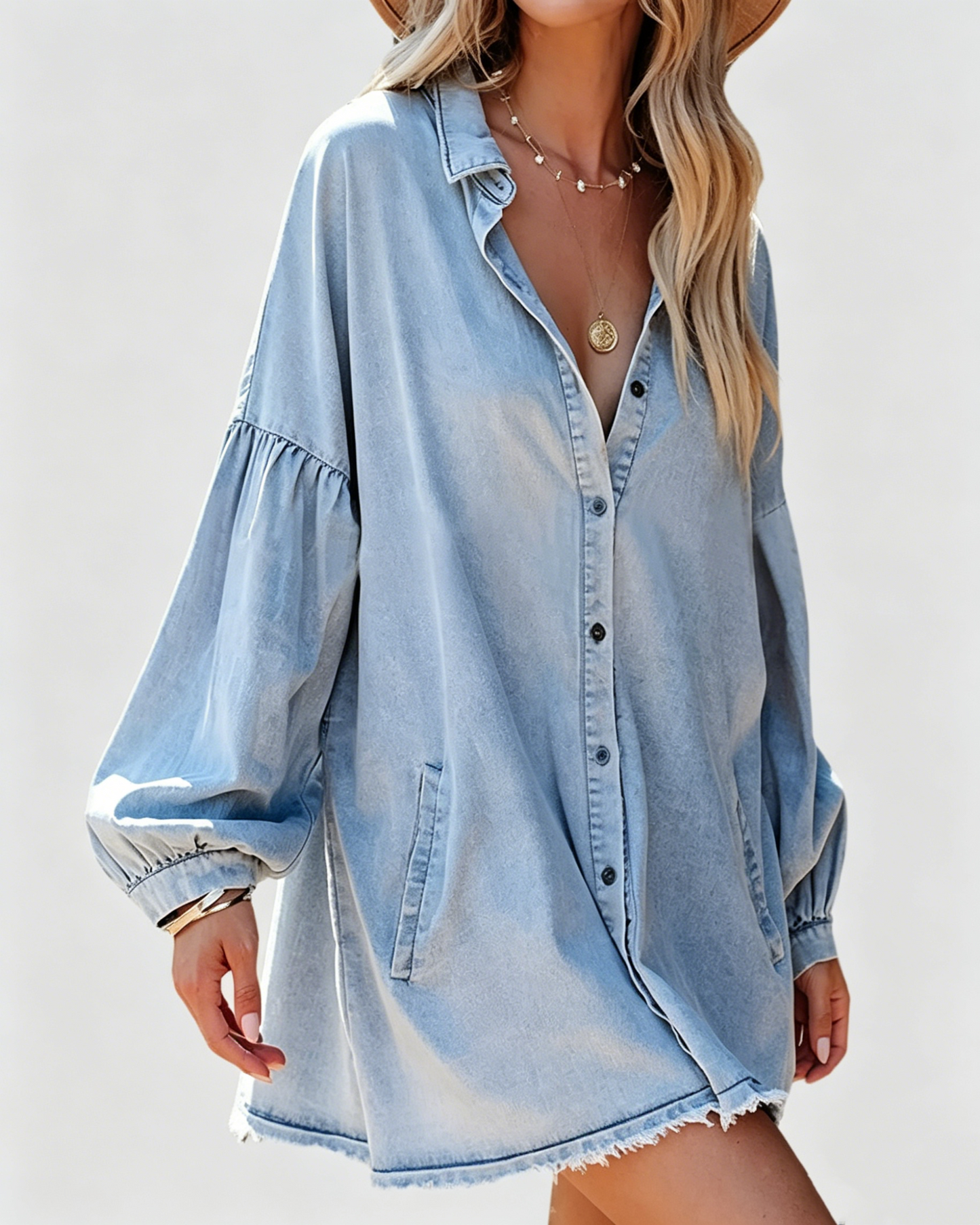 Oversized Distressed Denim Skirt