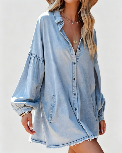 Oversized Distressed Denim Skirt