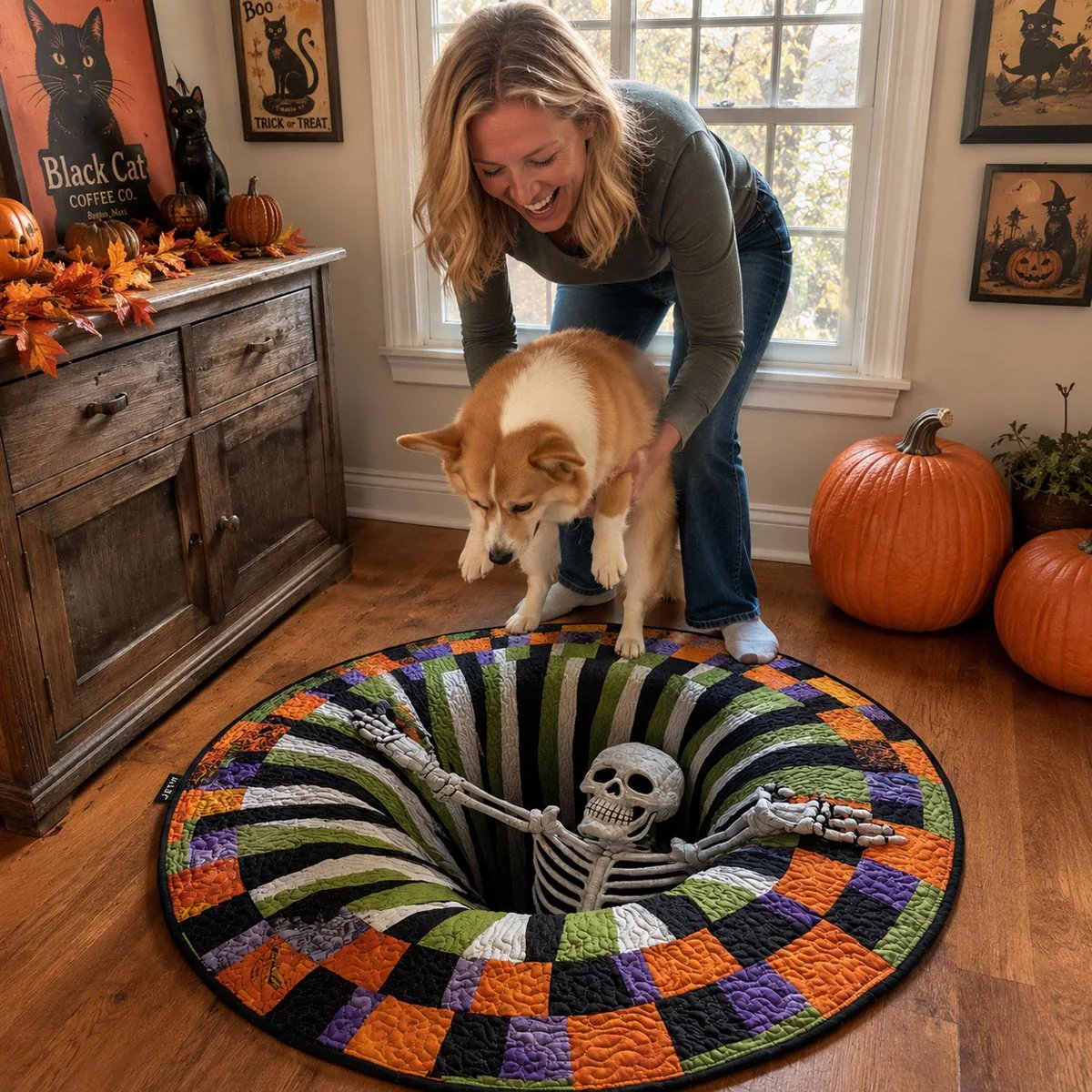 Candy Corn Abyss Quilted Round Mat