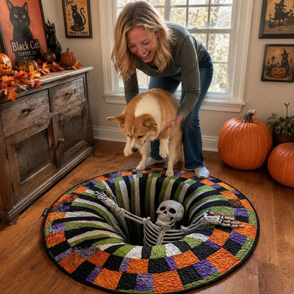 Candy Corn Abyss Quilted Round Mat