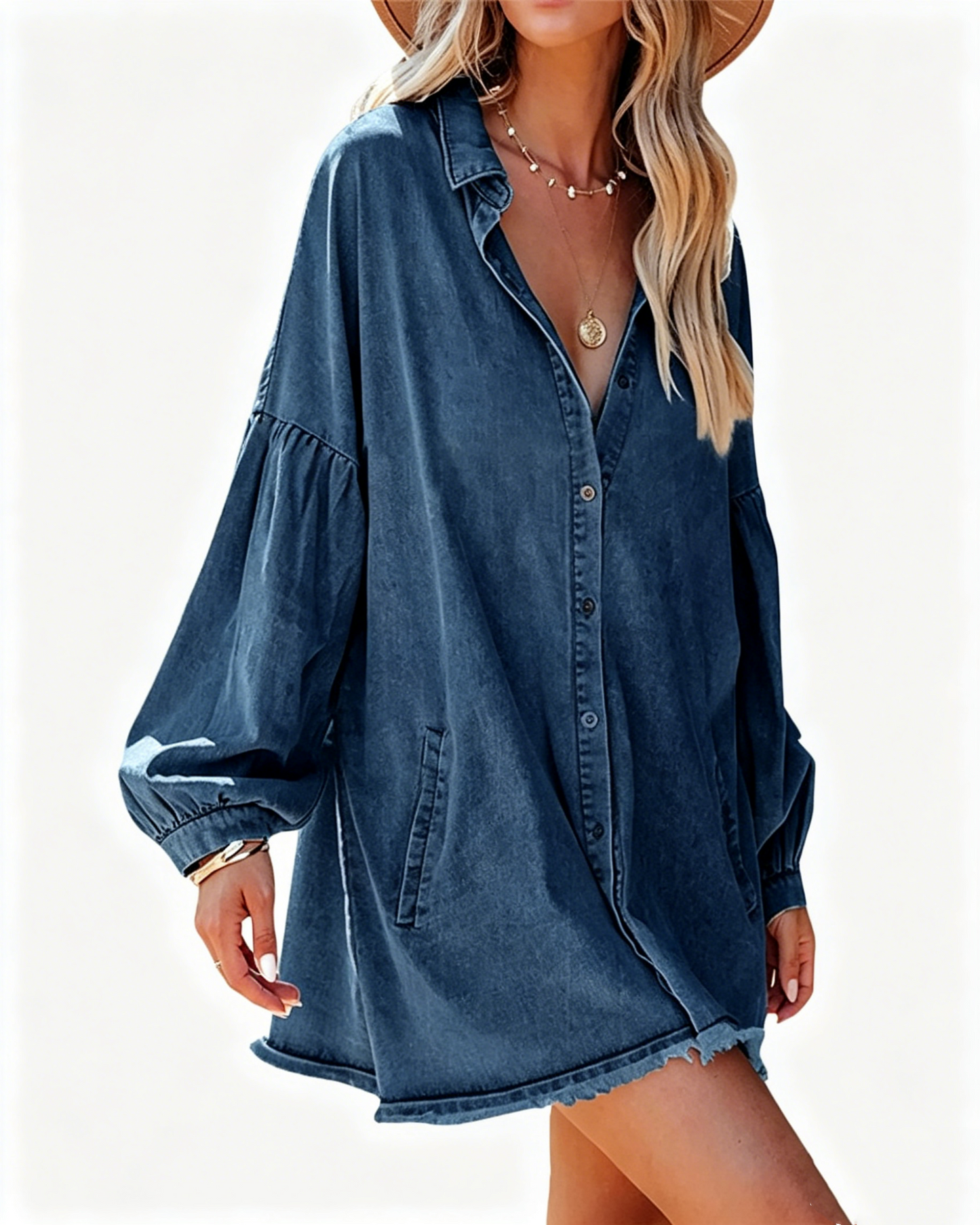 Oversized Distressed Denim Skirt