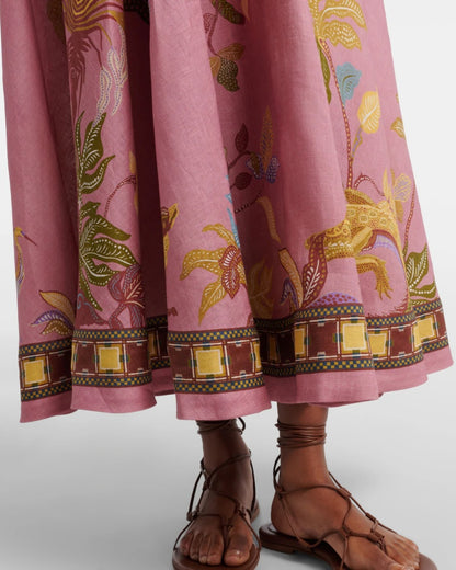 2026 Women's Linen-Blend Embroidered Midi Dress