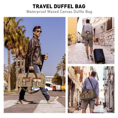 Classic Vintage Travel Duffel – Waterproof Waxed Canvas Carry-On Weekend Bag