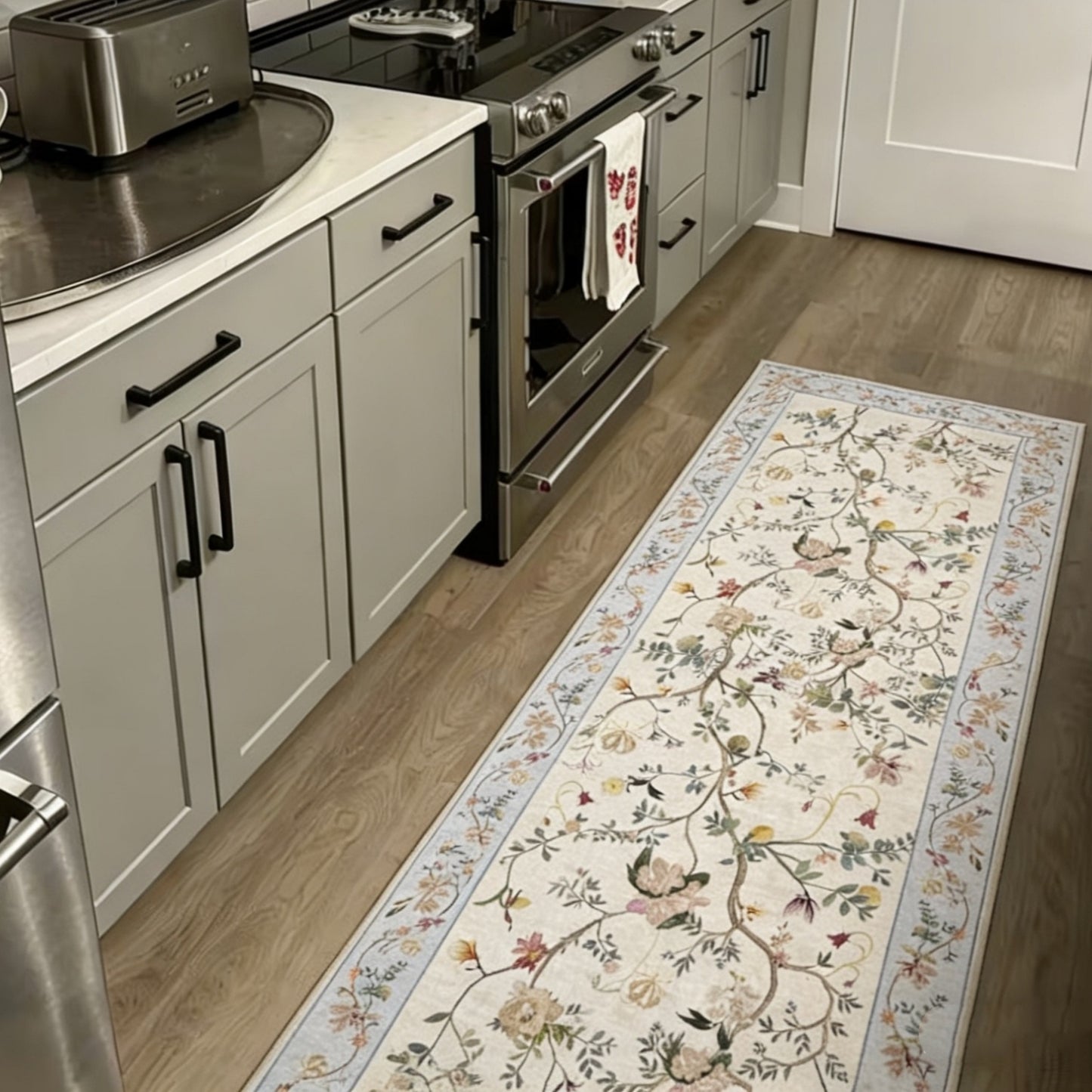 American Country Floral Washable Runner Rug