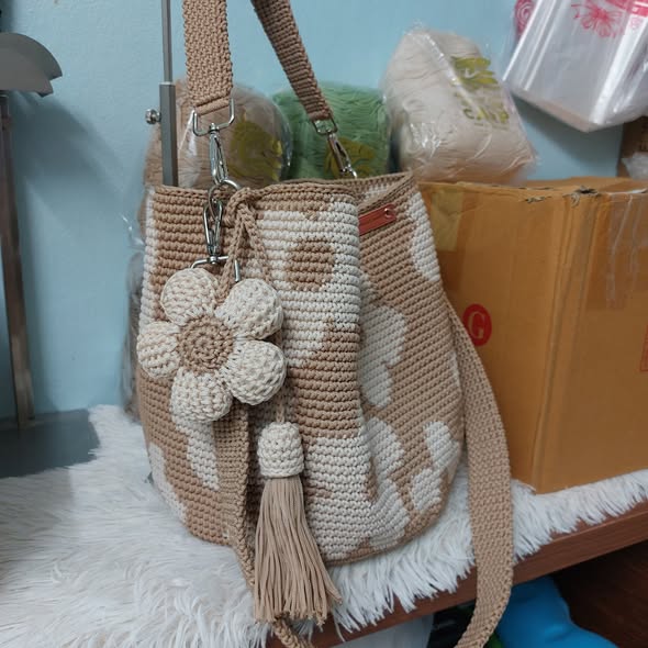 Handmade Crochet Flower Tote